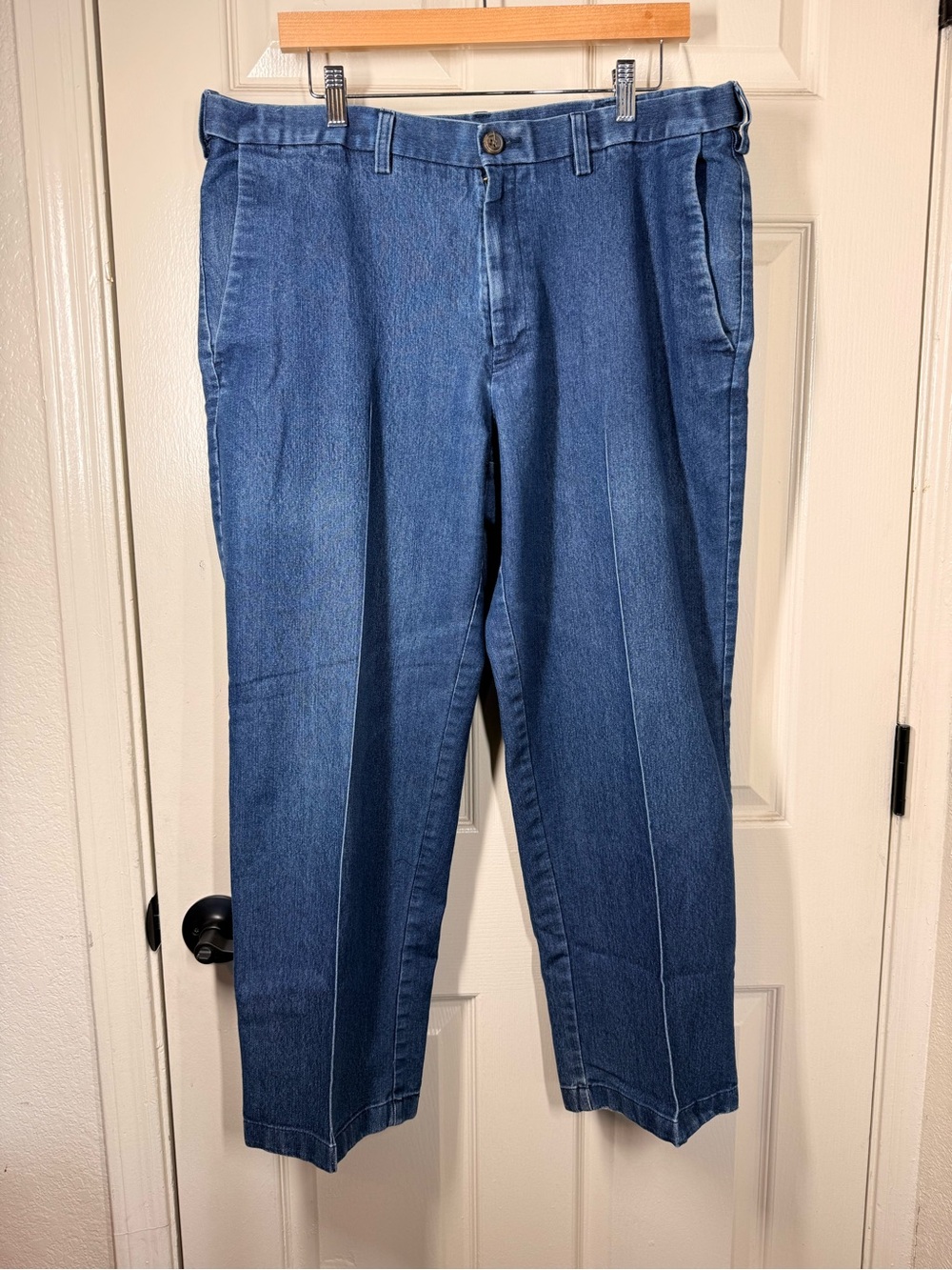 Vintage Haggar Jeans Mens 36x29 Blue Cotton Denim Straight Leg Classic Stretch